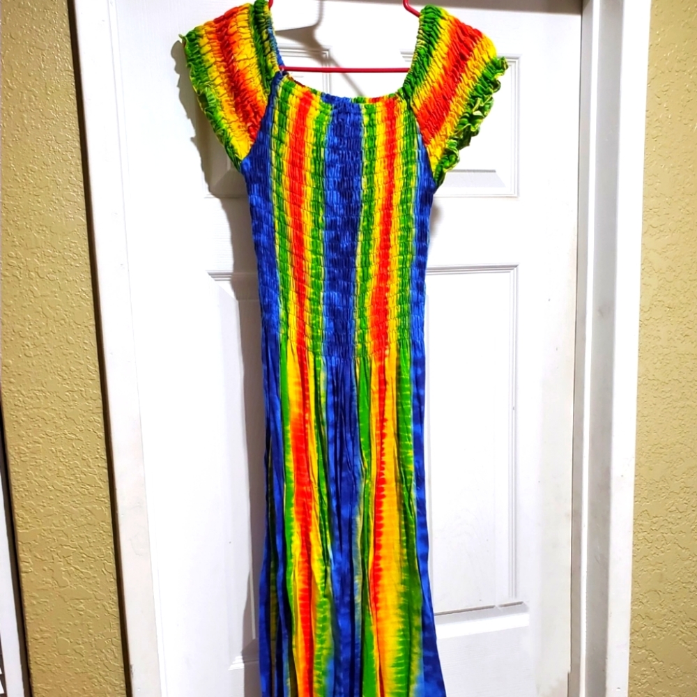 Jamaican color long stretchy dress